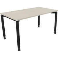 Soennecken Schreibtisch All in One, manuell höhenverstellbar, 68-82cm (H), 140x80cm (BxT), rechteckig, akazie hell / anthrazit metallic 400