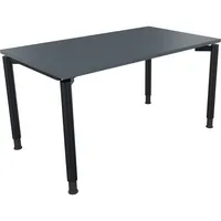 Soennecken Schreibtisch All in One, manuell höhenverstellbar, 68-82cm (H), 140x80cm (BxT), rechteckig, lavagrau / anthrazit metallic 400396