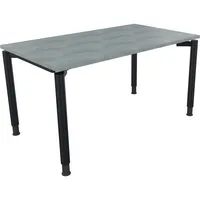 Soennecken Schreibtisch All in One, manuell höhenverstellbar, 68-82cm (H), 140x80cm (BxT), rechteckig, beton hell / anthrazit metallic 4003