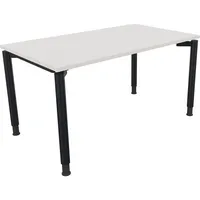 Soennecken Schreibtisch All in One, manuell höhenverstellbar, 68-82cm (H), 140x80cm (BxT), rechteckig, weiß / anthrazit metallic 4003969081