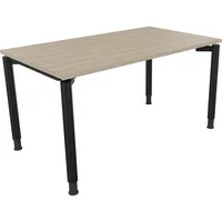 Soennecken Schreibtisch All in One, manuell höhenverstellbar, 68-82cm (H), 140x80cm (BxT), rechteckig, eiche natur / anthrazit metallic 400
