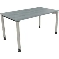 Soennecken Schreibtisch All in One, manuell höhenverstellbar, 68-82cm (H), 140x80cm (BxT), rechteckig, beton hell / silberaluminium 4003969