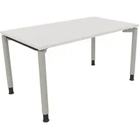 Soennecken Schreibtisch All in One, manuell höhenverstellbar, 68-82cm (H), 140x80cm (BxT), rechteckig, weiß / silberaluminium 4003969081659
