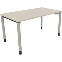 Soennecken Schreibtisch All in One, manuell höhenverstellbar, 68-82cm (H), 140x80cm (BxT), rechteckig, akazie hell / silberaluminium 400396