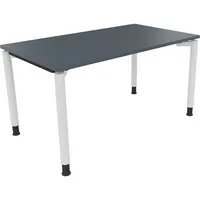 Soennecken Schreibtisch All in One, manuell höhenverstellbar, 68-82cm (H), 140x80cm (BxT), rechteckig, lavagrau / weiß 4003969081598 Soenne