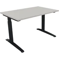 Soennecken Schreibtisch All in One, manuell höhenverstellbar, 65-85cm (H), 120x80cm (BxT), rechteckig, lichtgrau / anthrazit metallic 40039