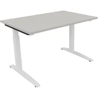 Soennecken Schreibtisch All in One, manuell höhenverstellbar, 65-85cm (H), 120x80cm (BxT), rechteckig, lichtgrau / weiß 4003969071278 Soenn