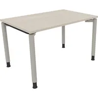 Soennecken Schreibtisch All in One, manuell höhenverstellbar, 68-82cm (H), 120x80cm (BxT), rechteckig, akazie hell / silberaluminium 400396