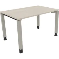 Soennecken Schreibtisch All in One, manuell höhenverstellbar, 68-82cm (H), 120x80cm (BxT), rechteckig, akazie hell / silberaluminium 400396