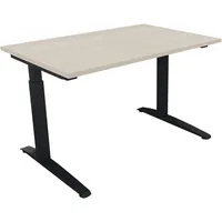 Soennecken Schreibtisch All in One, manuell höhenverstellbar, 65-85cm (H), 120x80cm (BxT), rechteckig, akazie hell / anthrazit metallic 400