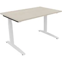 Soennecken Schreibtisch All in One, manuell höhenverstellbar, 65-85cm (H), 120x80cm (BxT), rechteckig, akazie hell / weiß 4003969071230 Soe