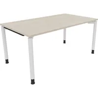 Soennecken Schreibtisch All in One, manuell höhenverstellbar, 68-82cm (H), 160x90cm (BxT), rechteckig, akazie hell / weiß 4003969082816 Soe