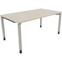 Soennecken Schreibtisch All in One, manuell höhenverstellbar, 68-82cm (H), 160x90cm (BxT), rechteckig, akazie hell / silberaluminium 400396