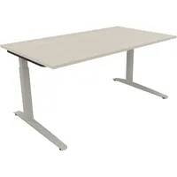 Soennecken Schreibtisch All in One, manuell höhenverstellbar, 65-85cm (H), 160x90cm (BxT), rechteckig, akazie hell / silberaluminium 400396