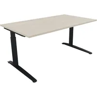 Soennecken Schreibtisch All in One, manuell höhenverstellbar, 65-85cm (H), 160x90cm (BxT), rechteckig, akazie hell / anthrazit metallic 400