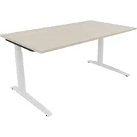 Soennecken Schreibtisch All in One, manuell höhenverstellbar, 65-85cm (H), 160x70cm (BxT), rechteckig, akazie hell / weiß 4003969073159 Soe