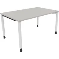 Soennecken Schreibtisch All in One, manuell höhenverstellbar, 68-82cm (H), 140x90cm (BxT), rechteckig, lichtgrau / weiß 4003969081444 Soenn