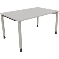 Soennecken Schreibtisch All in One, manuell höhenverstellbar, 68-82cm (H), 140x90cm (BxT), rechteckig, lichtgrau / silberaluminium 40039690