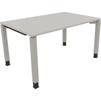 Soennecken Schreibtisch All in One, manuell höhenverstellbar, 68-82cm (H), 140x90cm (BxT), rechteckig, lichtgrau / silberaluminium 40039690