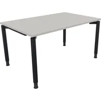 Soennecken Schreibtisch All in One, manuell höhenverstellbar, 68-82cm (H), 140x90cm (BxT), rechteckig, lichtgrau / anthrazit metallic 40039