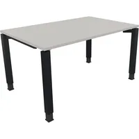Soennecken Schreibtisch All in One, manuell höhenverstellbar, 68-82cm (H), 140x90cm (BxT), rechteckig, lichtgrau / anthrazit metallic 40039