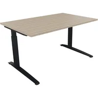 Soennecken Schreibtisch All in One, manuell höhenverstellbar, 65-85cm (H), 140x90cm (BxT), rechteckig, eiche natur / anthrazit metallic 400