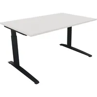 Soennecken Schreibtisch All in One, manuell höhenverstellbar, 65-85cm (H), 140x90cm (BxT), rechteckig, weiß / anthrazit metallic 4003969072