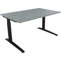 Soennecken Schreibtisch All in One, manuell höhenverstellbar, 65-85cm (H), 140x90cm (BxT), rechteckig, beton hell / anthrazit metallic 4003