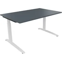 Soennecken Schreibtisch All in One, manuell höhenverstellbar, 65-85cm (H), 140x90cm (BxT), rechteckig, lavagrau / weiß 4003969072442 Soenne