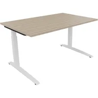 Soennecken Schreibtisch All in One, manuell höhenverstellbar, 65-85cm (H), 140x90cm (BxT), rechteckig, eiche natur / weiß 4003969072343 Soe