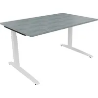 Soennecken Schreibtisch All in One, manuell höhenverstellbar, 65-85cm (H), 140x90cm (BxT), rechteckig, beton hell / weiß 4003969072381 Soen