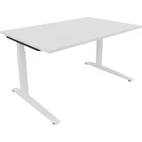 Soennecken Schreibtisch All in One, manuell höhenverstellbar, 65-85cm (H), 140x90cm (BxT), rechteckig, weiß / weiß 4003969072404 Soennecken