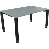 Soennecken Schreibtisch All in One, manuell höhenverstellbar, 68-82cm (H), 140x90cm (BxT), rechteckig, beton hell / anthrazit metallic 4003