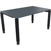 Soennecken Schreibtisch All in One, manuell höhenverstellbar, 68-82cm (H), 140x90cm (BxT), rechteckig, lavagrau / anthrazit metallic 400396