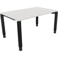 Soennecken Schreibtisch All in One, manuell höhenverstellbar, 68-82cm (H), 140x90cm (BxT), rechteckig, weiß / anthrazit metallic 4003969077