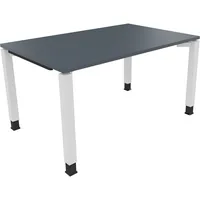 Soennecken Schreibtisch All in One, manuell höhenverstellbar, 68-82cm (H), 140x90cm (BxT), rechteckig, lavagrau / weiß 4003969076280 Soenne