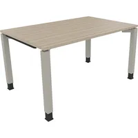 Soennecken Schreibtisch All in One, manuell höhenverstellbar, 68-82cm (H), 140x90cm (BxT), rechteckig, eiche natur / silberaluminium 400396