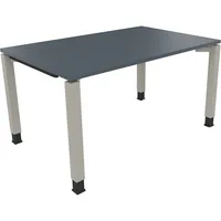 Soennecken Schreibtisch All in One, manuell höhenverstellbar, 68-82cm (H), 140x90cm (BxT), rechteckig, lavagrau / silberaluminium 400396907