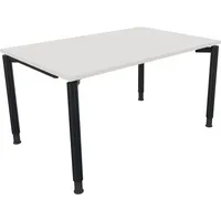 Soennecken Schreibtisch All in One, manuell höhenverstellbar, 68-82cm (H), 140x90cm (BxT), rechteckig, weiß / anthrazit metallic 4003969081