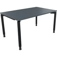 Soennecken Schreibtisch All in One, manuell höhenverstellbar, 68-82cm (H), 140x90cm (BxT), rechteckig, lavagrau / anthrazit metallic 400396