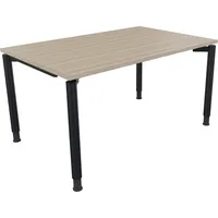 Soennecken Schreibtisch All in One, manuell höhenverstellbar, 68-82cm (H), 140x90cm (BxT), rechteckig, eiche natur / anthrazit metallic 400