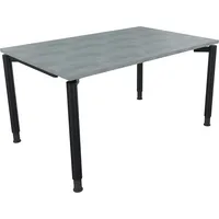 Soennecken Schreibtisch All in One, manuell höhenverstellbar, 68-82cm (H), 140x90cm (BxT), rechteckig, beton hell / anthrazit metallic 4003
