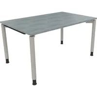 Soennecken Schreibtisch All in One, manuell höhenverstellbar, 68-82cm (H), 140x90cm (BxT), rechteckig, beton hell / silberaluminium 4003969