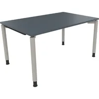 Soennecken Schreibtisch All in One, manuell höhenverstellbar, 68-82cm (H), 140x90cm (BxT), rechteckig, lavagrau / silberaluminium 400396908