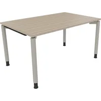 Soennecken Schreibtisch All in One, manuell höhenverstellbar, 68-82cm (H), 140x90cm (BxT), rechteckig, eiche natur / silberaluminium 400396