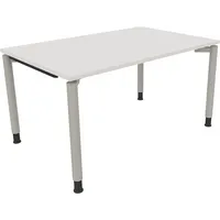 Soennecken Schreibtisch All in One, manuell höhenverstellbar, 68-82cm (H), 140x90cm (BxT), rechteckig, weiß / silberaluminium 4003969081451