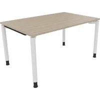 Soennecken Schreibtisch All in One, manuell höhenverstellbar, 68-82cm (H), 140x90cm (BxT), rechteckig, eiche natur / weiß 4003969081413 Soe