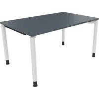 Soennecken Schreibtisch All in One, manuell höhenverstellbar, 68-82cm (H), 140x90cm (BxT), rechteckig, lavagrau / weiß 4003969081468 Soenne