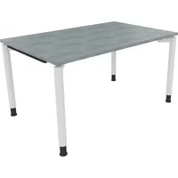 Soennecken Schreibtisch All in One, manuell höhenverstellbar, 68-82cm (H), 140x90cm (BxT), rechteckig, beton hell / weiß 4003969081390 Soen