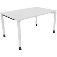Soennecken Schreibtisch All in One, manuell höhenverstellbar, 68-82cm (H), 140x90cm (BxT), rechteckig, weiß / weiß 4003969081512 Soennecken
